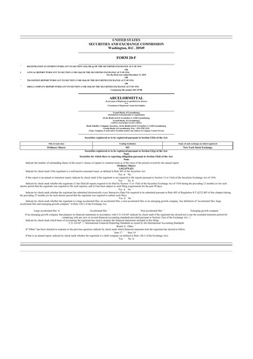 Thumbnail ArcelorMittal 20-F Annual Report 2019