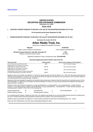 Thumbnail Arbor Realty Trust
 10-Q Quarterly Report FY2025 