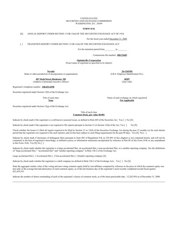 Thumbnail OptimizeRx 10-K Annual Report 