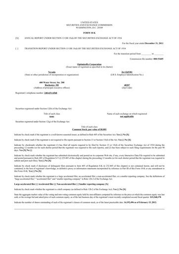 Thumbnail OptimizeRx 10-K Annual Report 2011