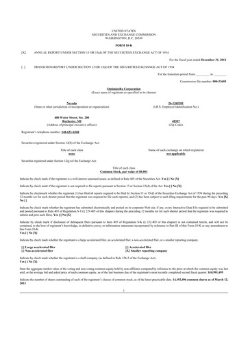 Thumbnail OptimizeRx 10-K Annual Report 2012