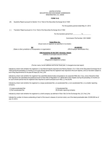Miniature Relmada Therapeutics 10-Q Rapport trimestriel 2013 