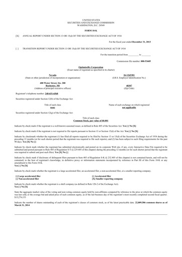 Thumbnail OptimizeRx 10-K Annual Report 2013