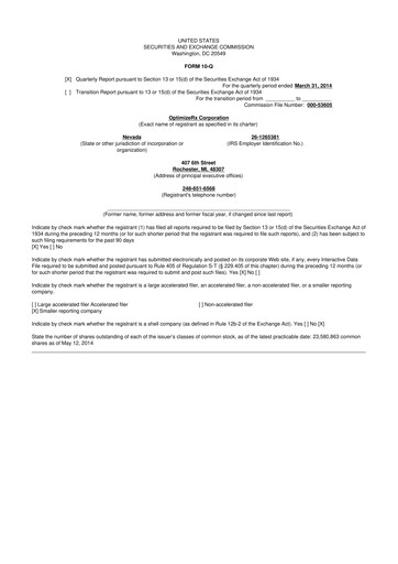 Vorschaubild OptimizeRx 10-Q Quartalsbericht 2014 