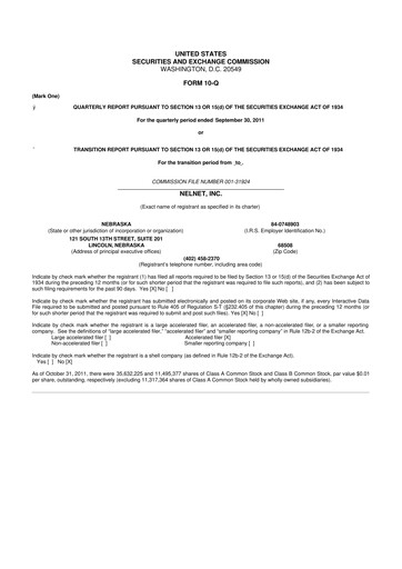 Thumbnail Nelnet 10-Q Quarterly Report FY2011 