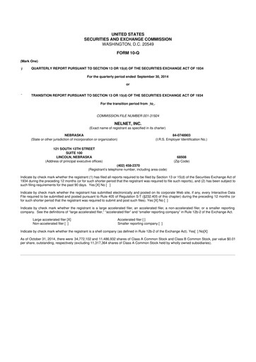Thumbnail Nelnet 10-Q Quarterly Report FY2014 