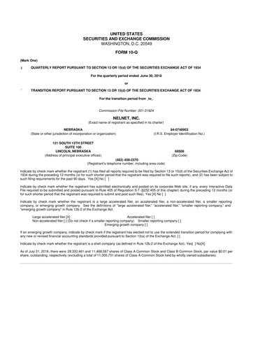 Thumbnail Nelnet 10-Q Quarterly Report FY2018 