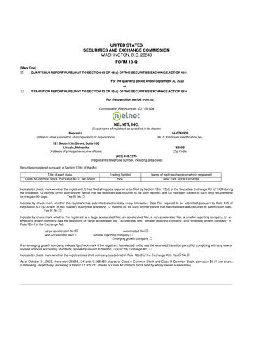 Thumbnail Nelnet 10-Q Quarterly Report FY2023 