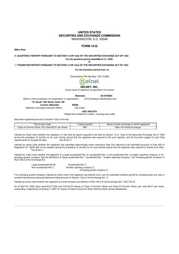 Thumbnail Nelnet 10-Q Quarterly Report FY2026 