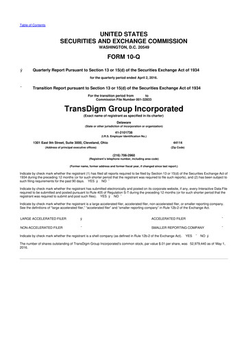 Thumbnail TransDigm Group 10-Q Quarterly Report FY2016 