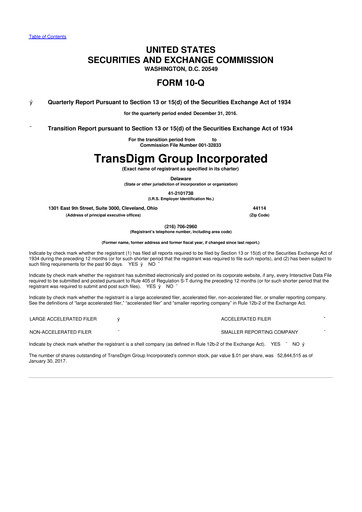 Thumbnail TransDigm Group 10-Q Quarterly Report FY2017 