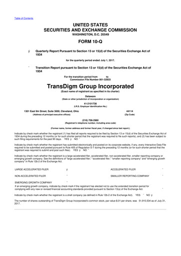 Thumbnail TransDigm Group 10-Q Quarterly Report FY2017 