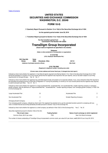 Thumbnail TransDigm Group 10-Q Quarterly Report FY2019 