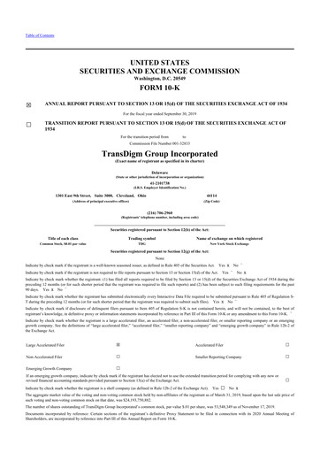 Thumbnail TransDigm Group 10-K Annual Report 2019