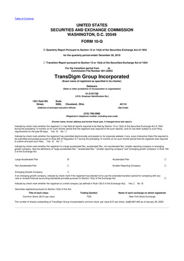 Thumbnail TransDigm Group 10-Q Quarterly Report FY2020 