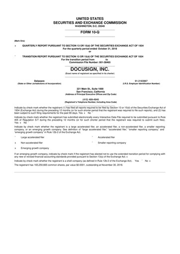 Miniature DocuSign 10-Q Rapport trimestriel 2019 