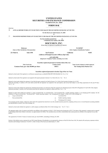 Thumbnail DocuSign 10-K Annual Report 2020