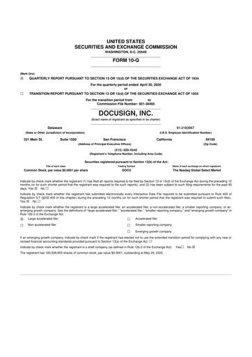 Miniature DocuSign 10-Q Rapport trimestriel 2021 