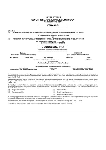 Miniature DocuSign 10-Q Rapport trimestriel 2021 