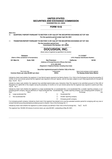 Miniature DocuSign 10-Q Rapport trimestriel 2022 