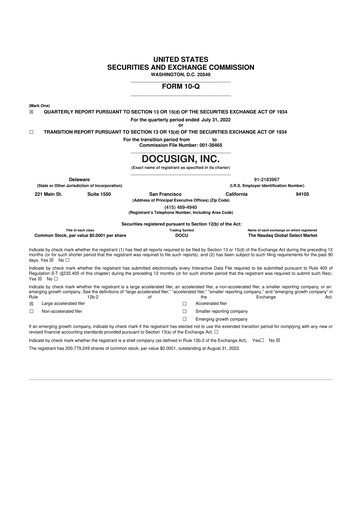 Miniature DocuSign 10-Q Rapport trimestriel 2023 