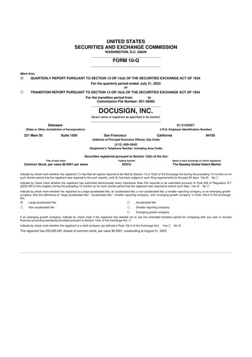 Miniature DocuSign 10-Q Rapport trimestriel 2024 