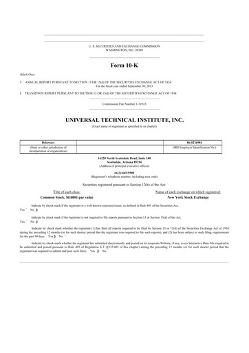 Vorschaubild Universal Technical Institute 10-K Jahresbericht 2013