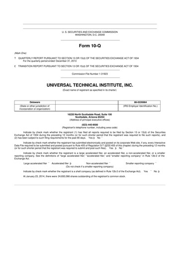 Thumbnail Universal Technical Institute 10-Q Quarterly Report FY2014 