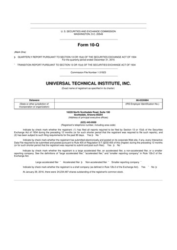 Thumbnail Universal Technical Institute 10-Q Quarterly Report FY2016 