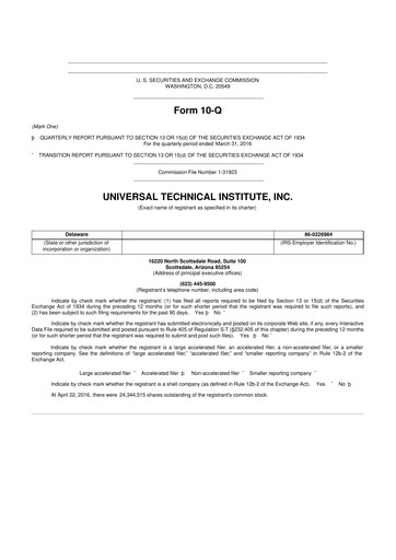 Thumbnail Universal Technical Institute 10-Q Quarterly Report FY2016 