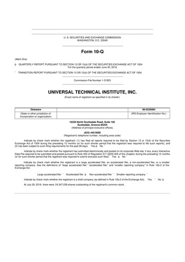 Thumbnail Universal Technical Institute 10-Q Quarterly Report FY2016 