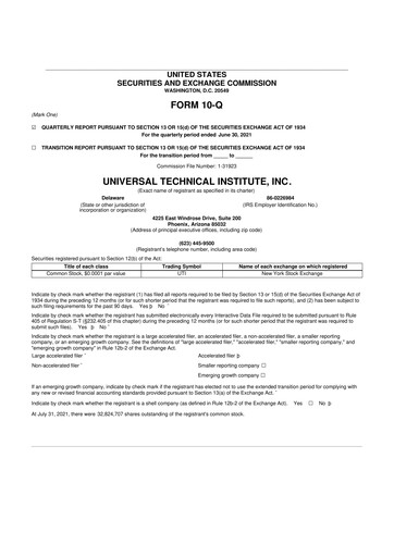 Thumbnail Universal Technical Institute 10-Q Quarterly Report FY2021 