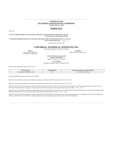Vorschaubild Universal Technical Institute 10-K Jahresbericht 2022