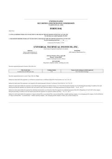 Vorschaubild Universal Technical Institute 10-K Jahresbericht 2023