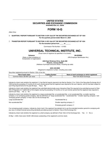 Thumbnail Universal Technical Institute 10-Q Quarterly Report FY2024 