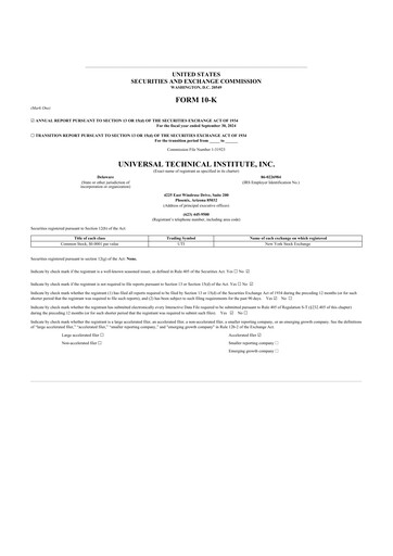 Vorschaubild Universal Technical Institute 10-K Jahresbericht 2024