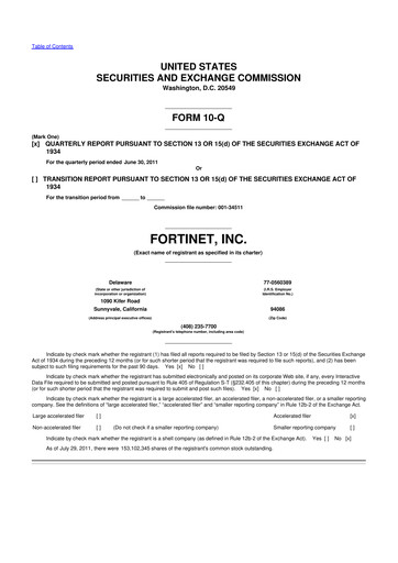 Thumbnail Fortinet 10-Q Quarterly Report FY2011 