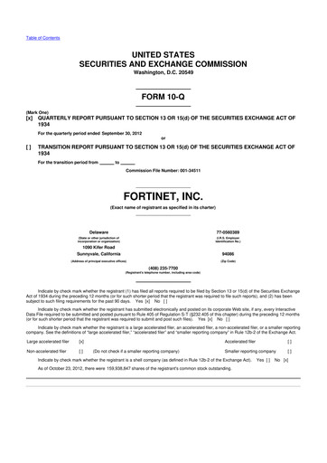 Thumbnail Fortinet 10-Q Quarterly Report FY2012 