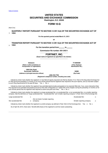 Thumbnail Fortinet 10-Q Quarterly Report FY2013 