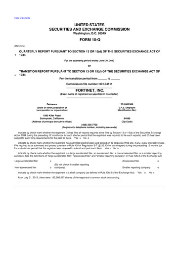 Thumbnail Fortinet 10-Q Quarterly Report FY2013 