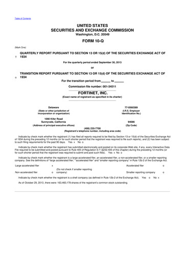 Thumbnail Fortinet 10-Q Quarterly Report FY2013 