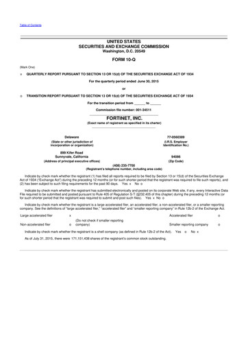 Thumbnail Fortinet 10-Q Quarterly Report FY2015 
