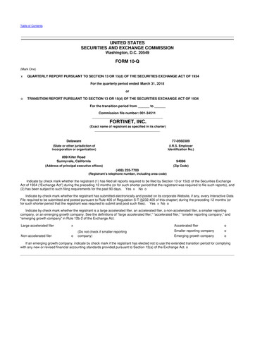 Thumbnail Fortinet 10-Q Quarterly Report FY2018 