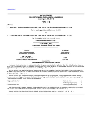 Thumbnail Fortinet 10-Q Quarterly Report FY2018 