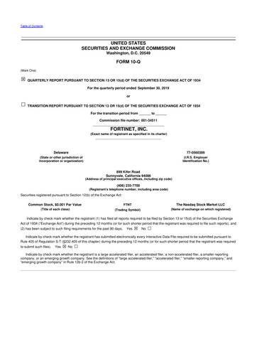 Thumbnail Fortinet 10-Q Quarterly Report FY2019 