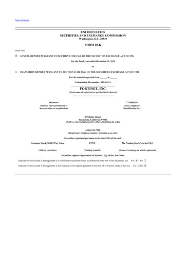 Thumbnail Fortinet 10-K Annual Report 2019