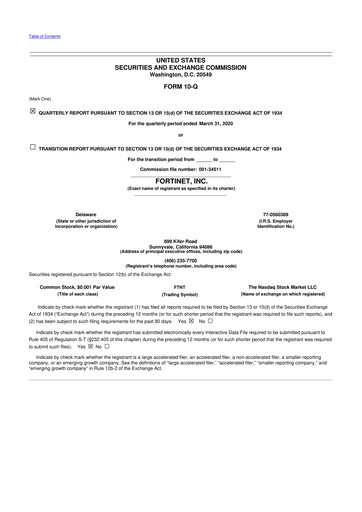 Thumbnail Fortinet 10-Q Quarterly Report FY2020 