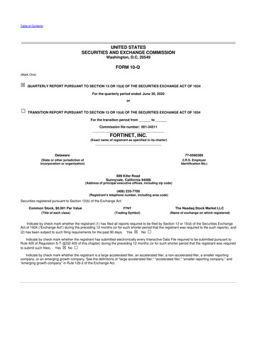 Thumbnail Fortinet 10-Q Quarterly Report FY2020 