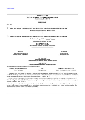 Thumbnail Fortinet 10-Q Quarterly Report FY2021 