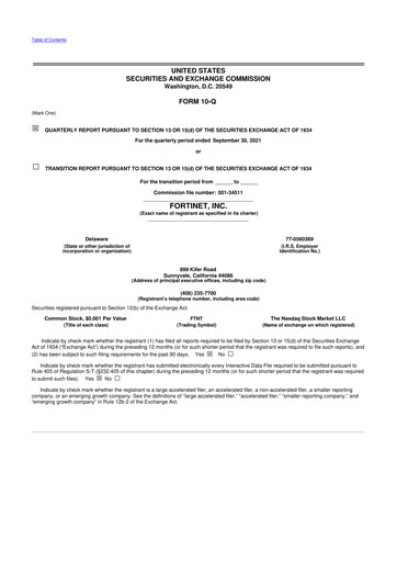 Thumbnail Fortinet 10-Q Quarterly Report FY2021 